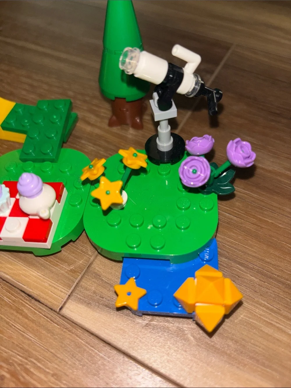 Lego Red Owl Picnic Set with Yellow Moon and Green Base